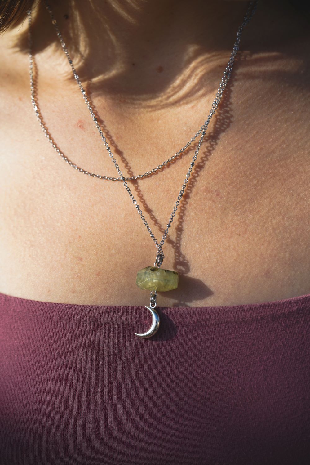 This gorgeous Prehnite stone is about .45" long, suspended from 18" and 20" long stainless steel chains with a 2" extension. In addition, I infuse each of my handcrafted crystal designs with Reiki energy and charge and clear them with sunlight, moonlight, and sage, which amplifies not only the stones but your intentions as well. This necklace came to be for a specific person and situation, there are no coincidences, so if you stumbled across this page, maybe it was meant for you:)