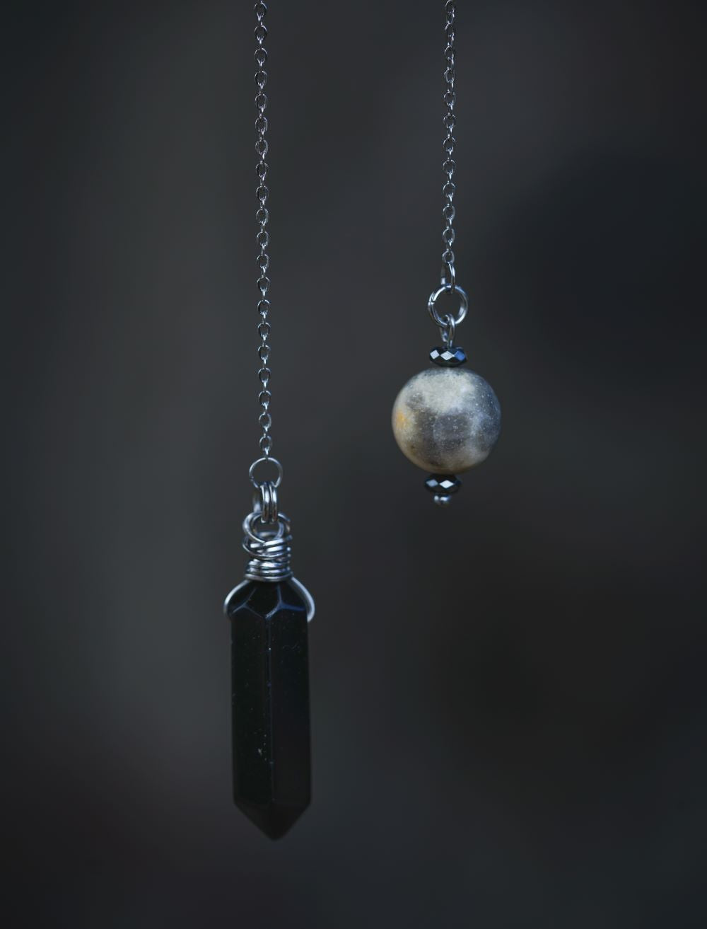 Obsidian & Matte Agate Stainless Steel Pendulum