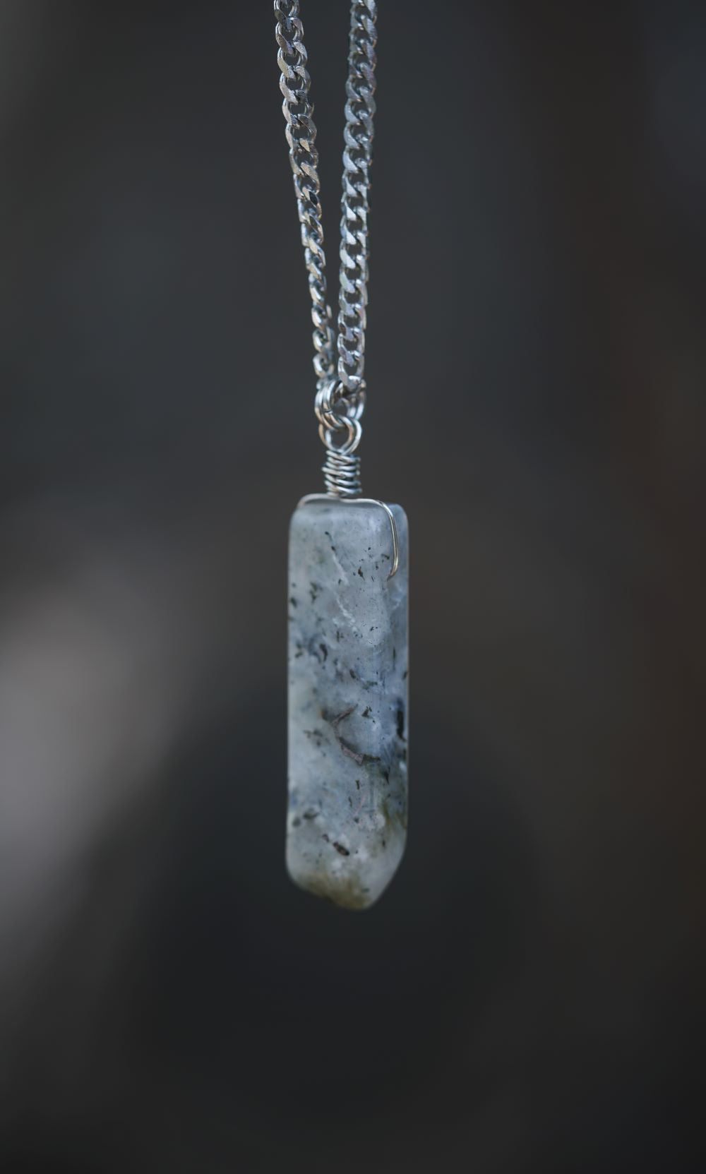 'Multifaceted Greatness’ Labradorite Slab Stainless Steel Dual Layer Necklace
