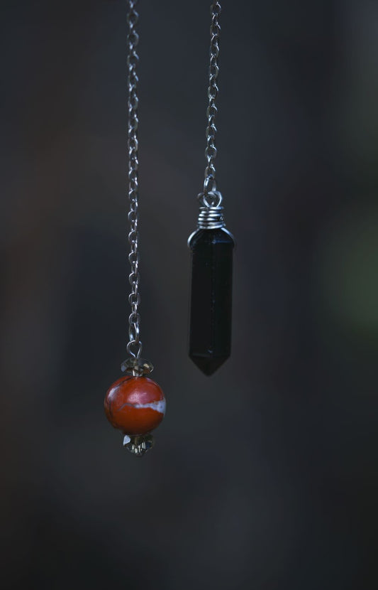 Obsidian & Red Jasper Stainless Steel Pendulum