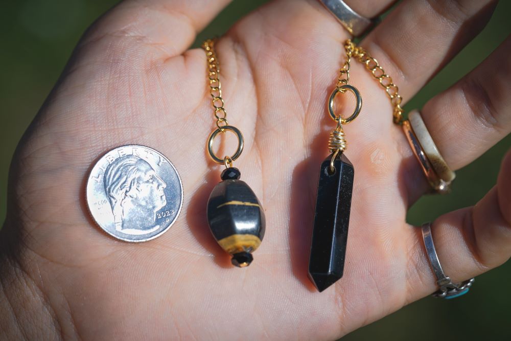 Obsidian & Tiger's Eye Gold Plated Stainless Steel Pendulum