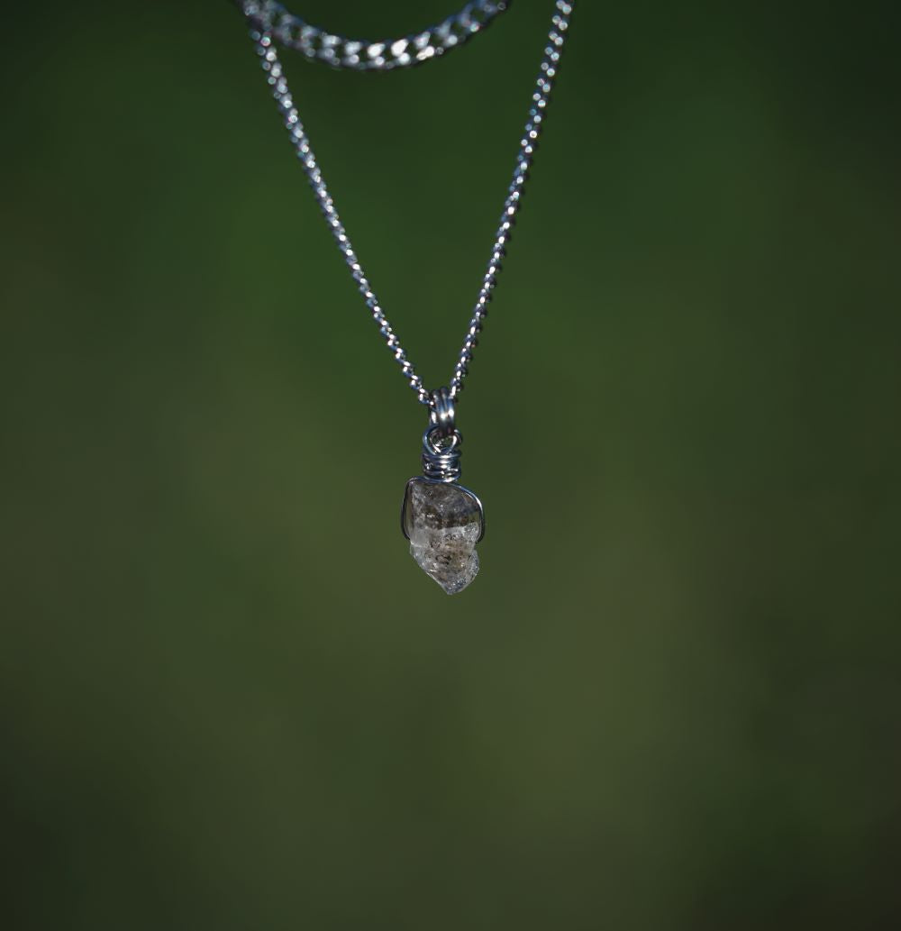 'Divine Light' Lil Herkimer Diamond Point Stainless Steel Layer Necklace