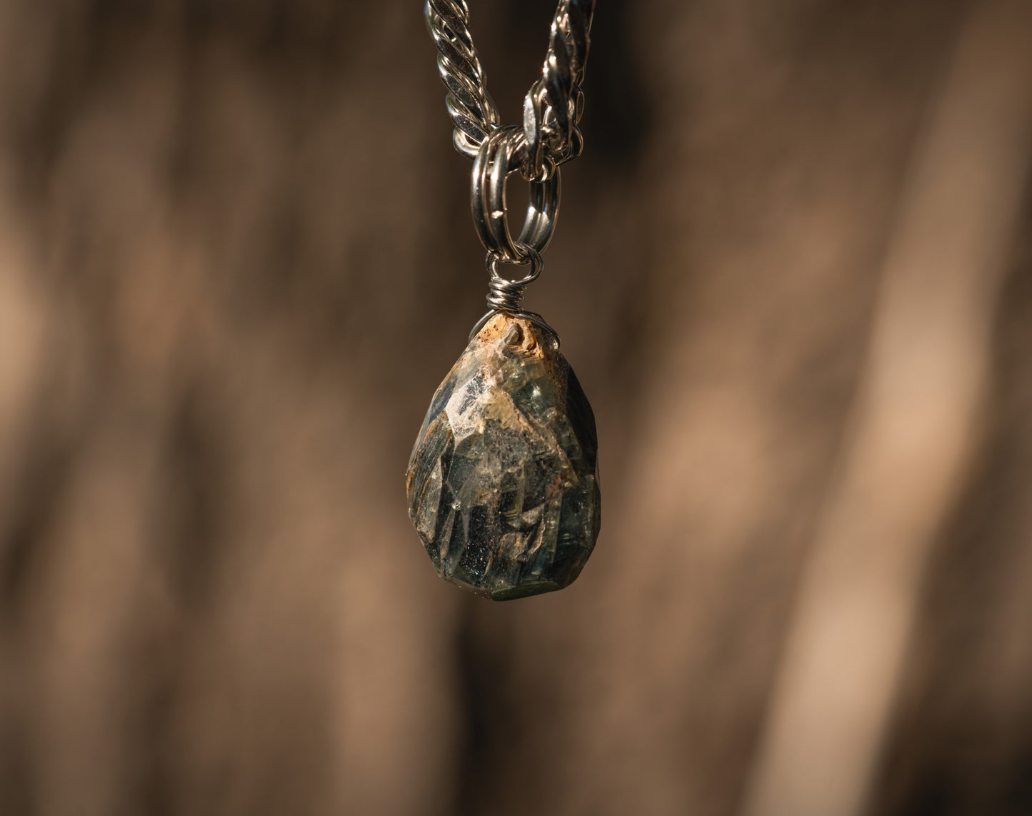 'Speak Your Truth' Raw Faceted Kyanite Drop Super Chonk Stainless Steel Necklace