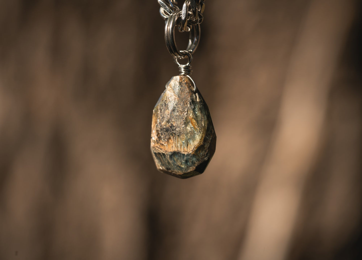 'Speak Your Truth' Raw Faceted Kyanite Drop Super Chonk Stainless Steel Necklace