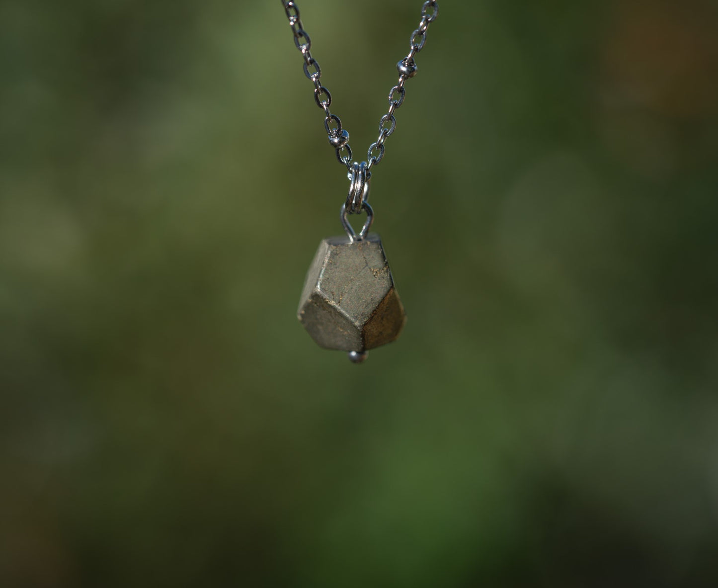 'Kick the Sh*t Out of Your Problems' Pyrite Hexagon Ball Stainless Steel Dainty Necklace
