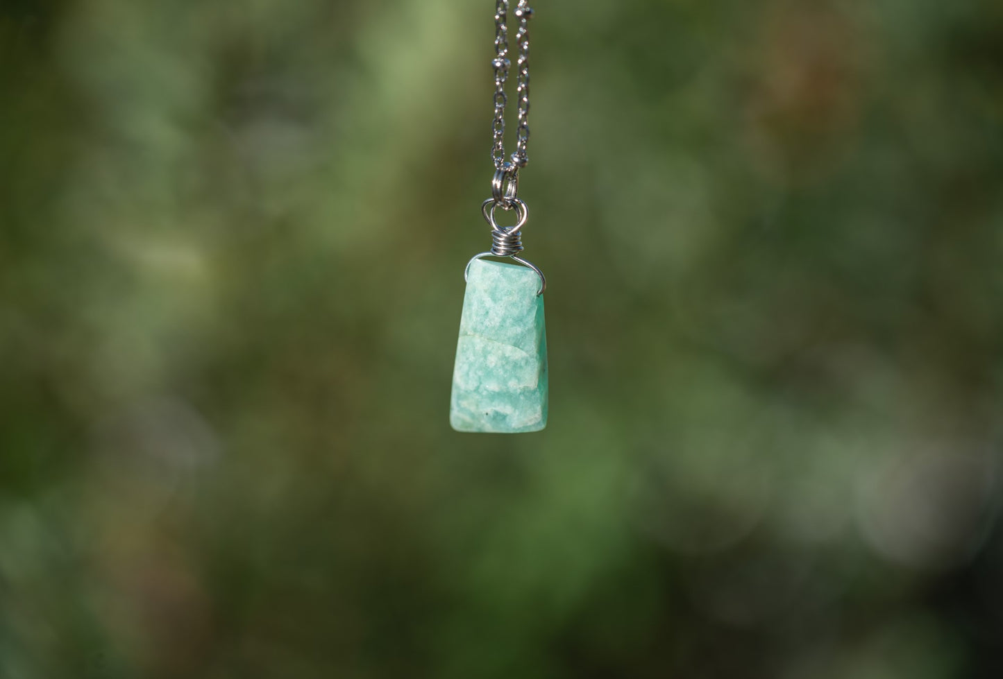 'Believe in Yourself' Faceted Amazonite Stainless Steel Dainty Necklace