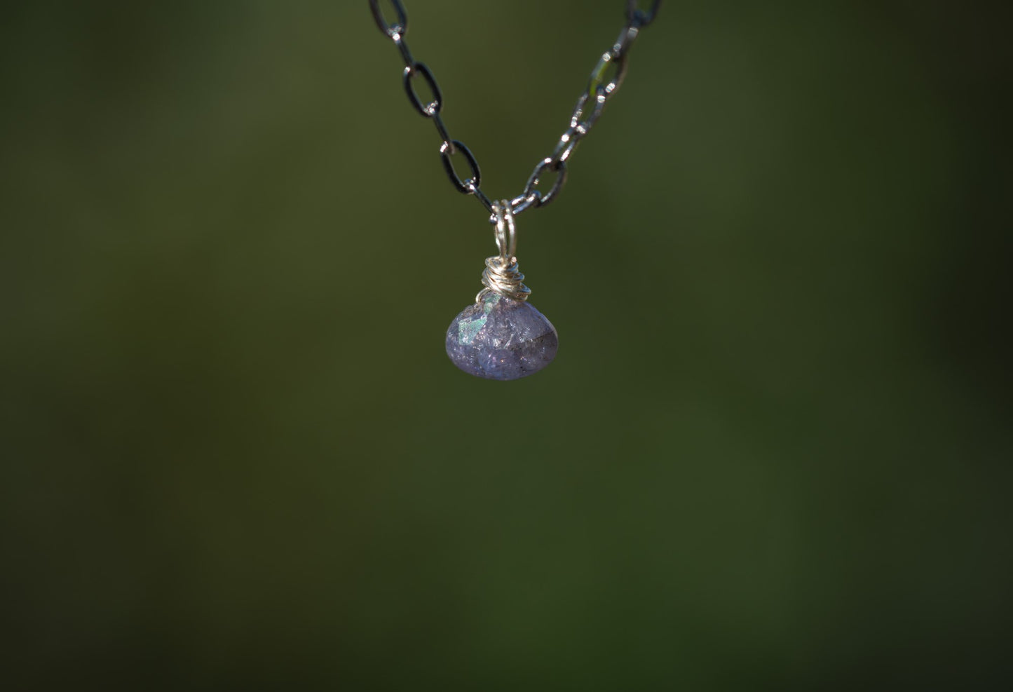 'Elevate the Energy' Mystic Tanzanite Drop Stainless Steel Dainty Necklace