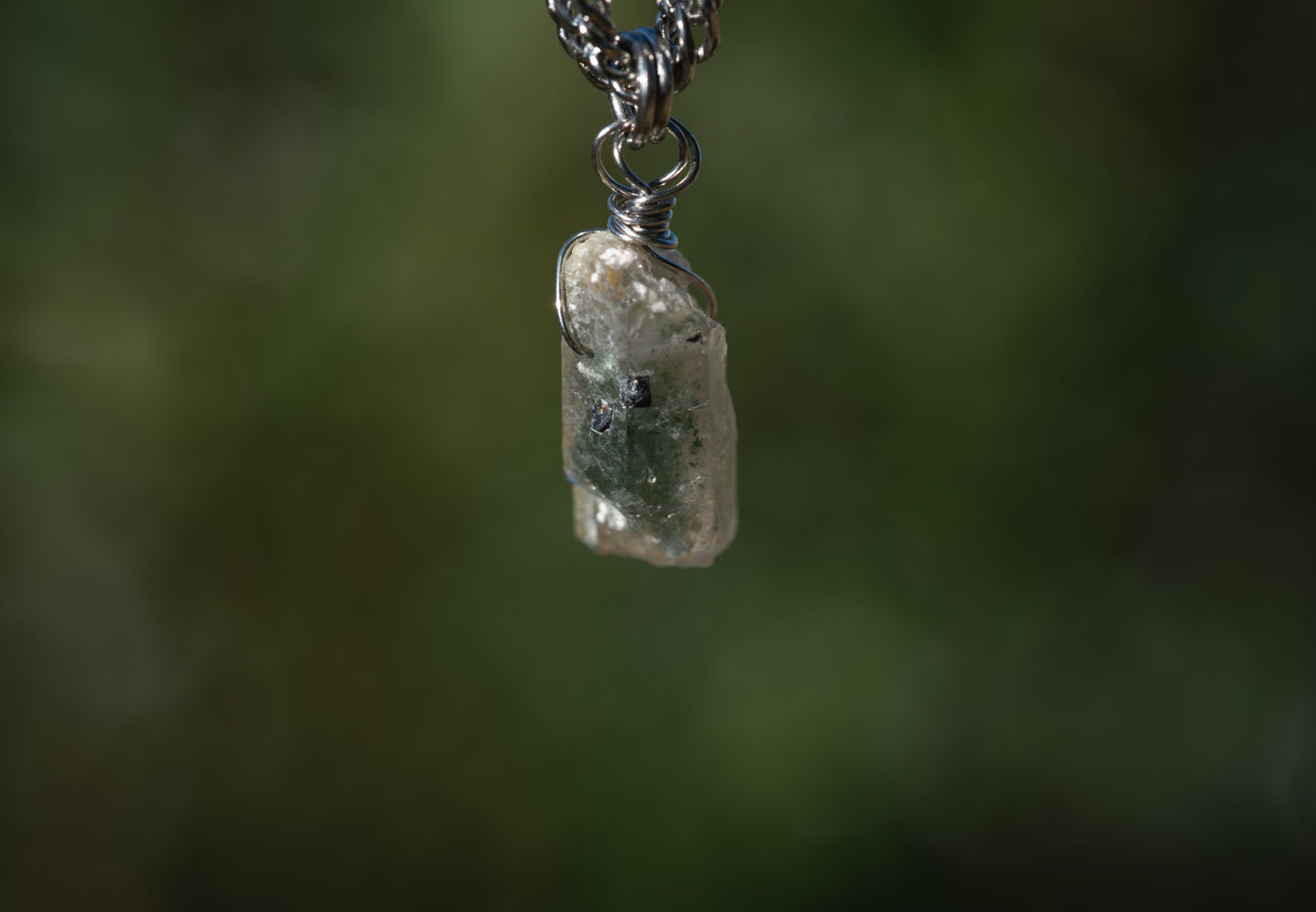 'Let That Sh*t Go' Raw Chlorite Semi Chonk Stainless Steel Necklace