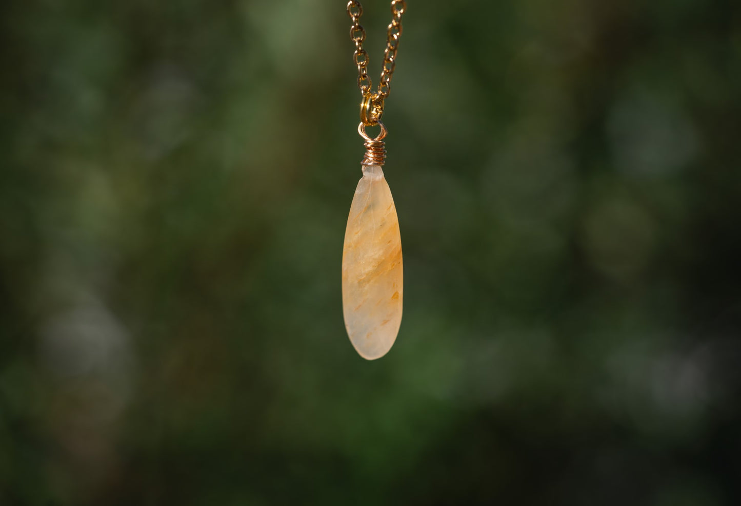 'Banish Self Doubt' Faceted Heliodor Drop Gold Plated Stainless Steel Necklace