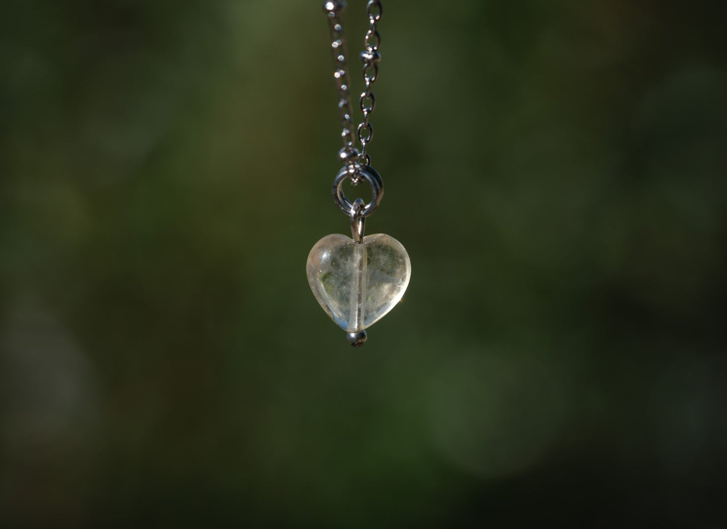 'Love & Gratitude' Yellow Fluorite Heart Stainless Steel Necklace