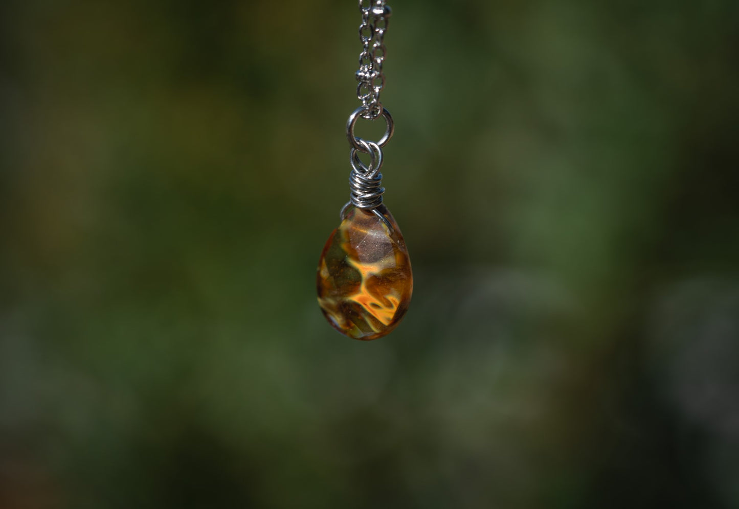 'Personal Power' Golden Cherry Quartz Drop Stainless Steel Dainty Necklace