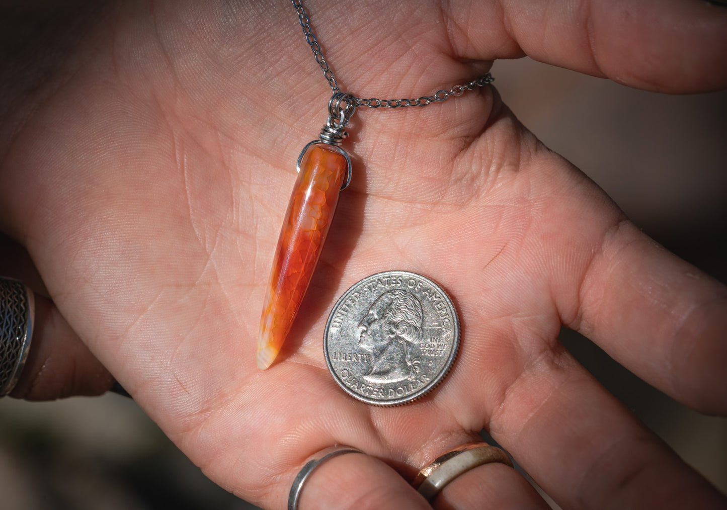'Storybook Life' Dragon's Vein Agate Stainless Steel Necklace
