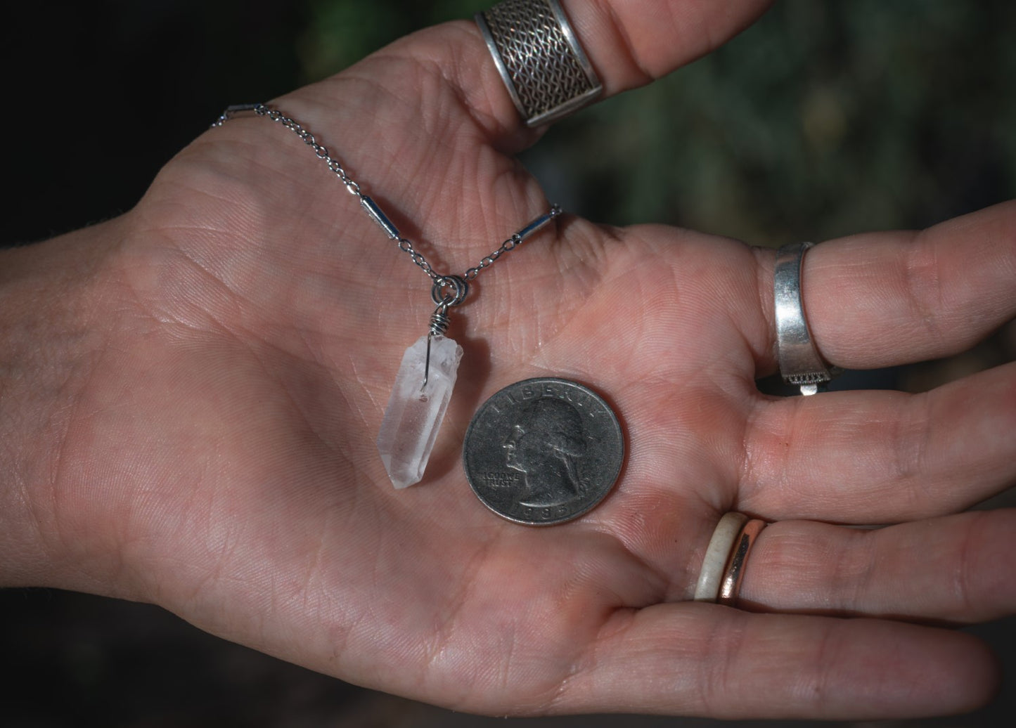 'Manifest Clarity' Clear Quartz Point Dainty Stainless Steel Necklace