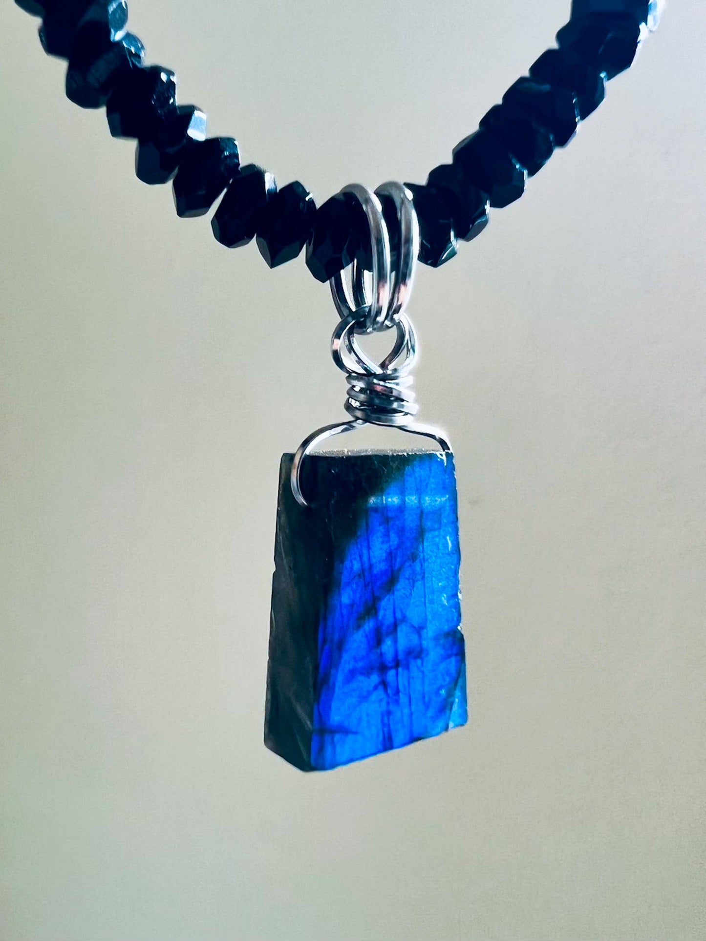 'Time to Transform’ Faceted Black Onyx & Labradorite Trapezoid Necklace