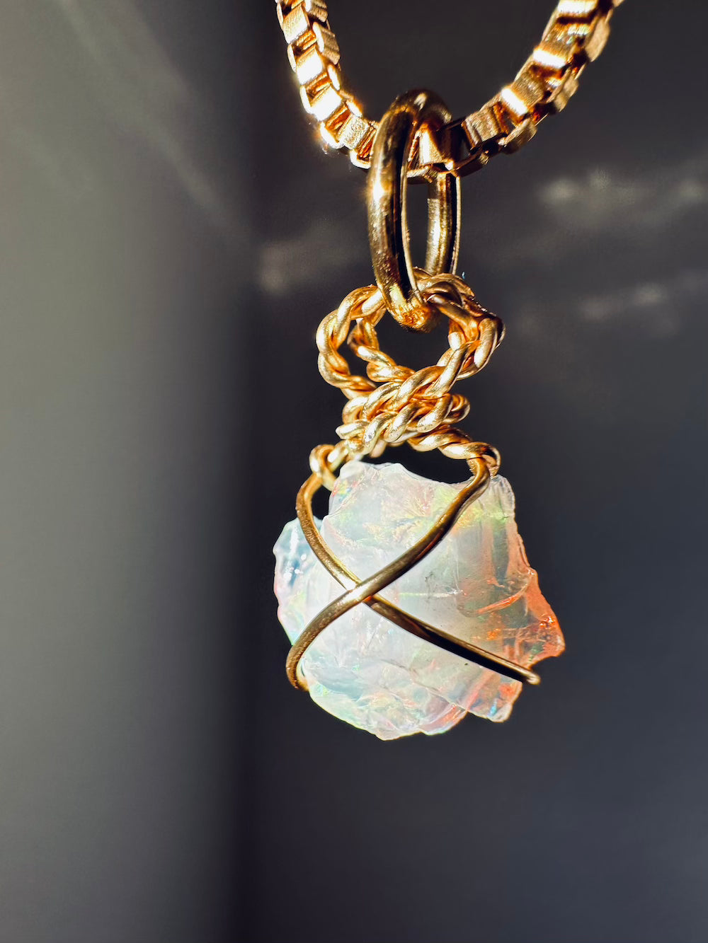Rough Cut Opal & North Star 'Soul Navigator' Gold Plated Stainless-Steel Layer Necklace