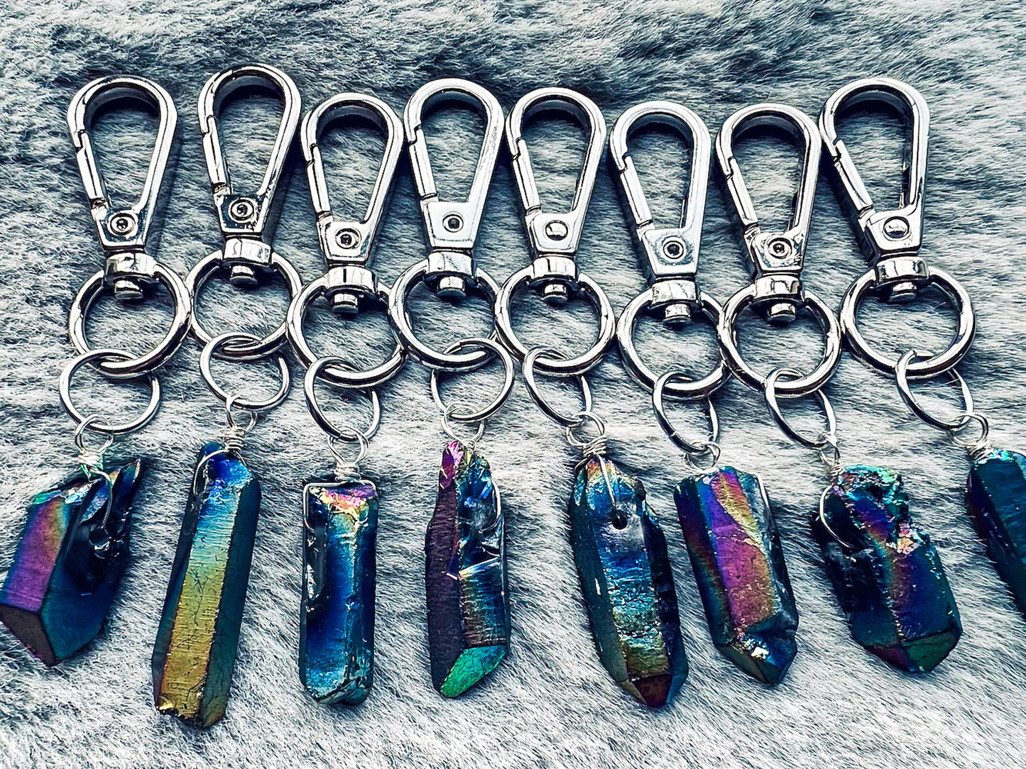Rainbow Titanium Quartz Keychains