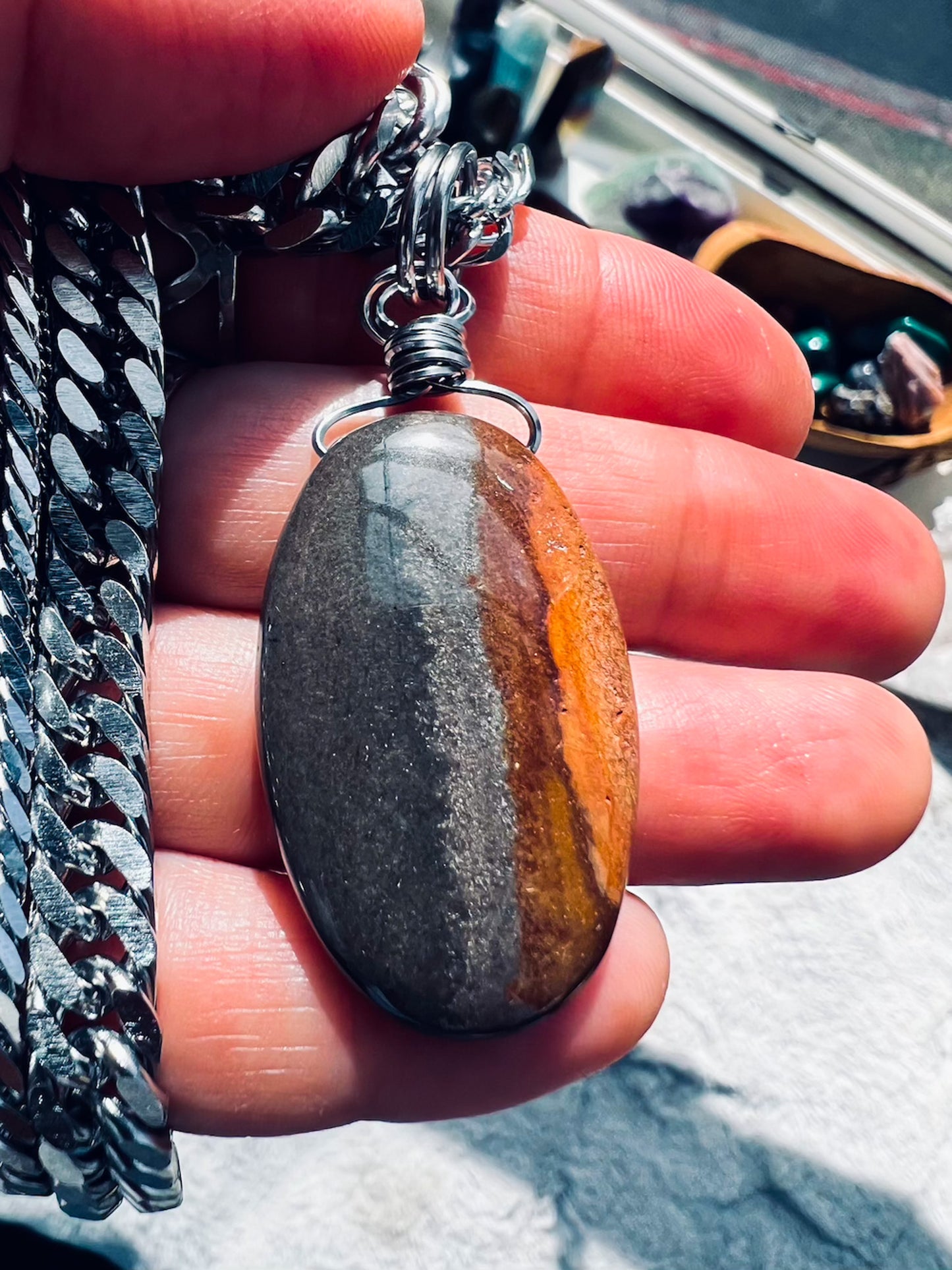 'Authentically You' Polychrome Jasper Stainless Steel Layer Necklace